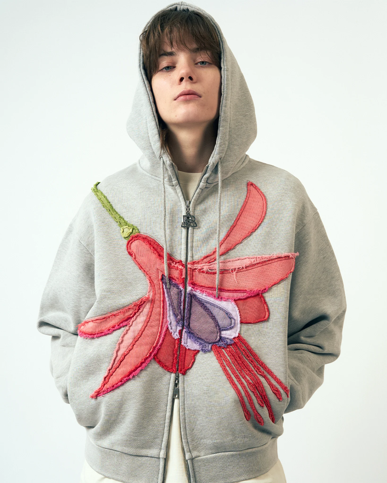 Fuchsia Hoodie - Heather Grey - Image 6