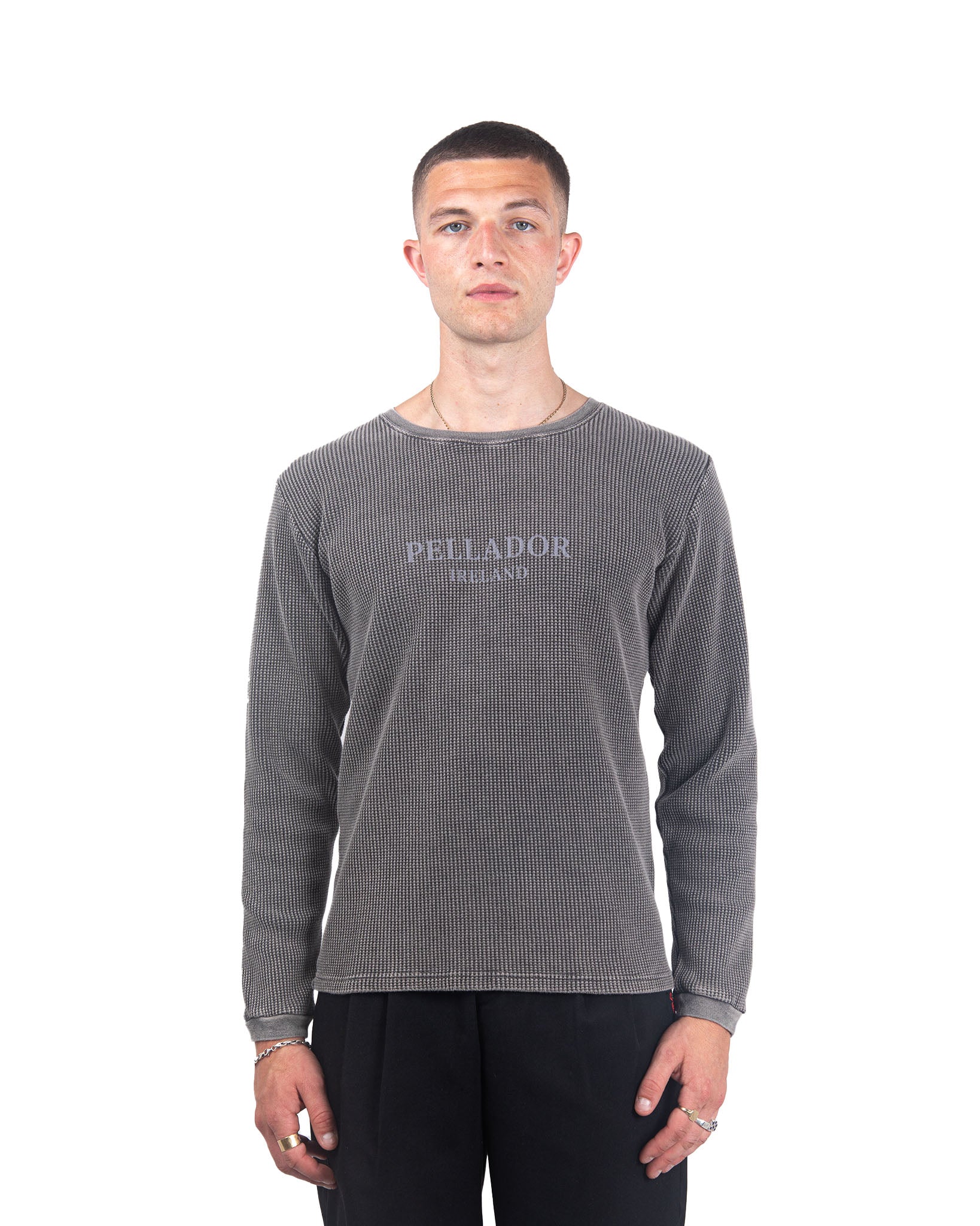 Pellador Ireland L/S Waffle Crew - Grey - Image 2