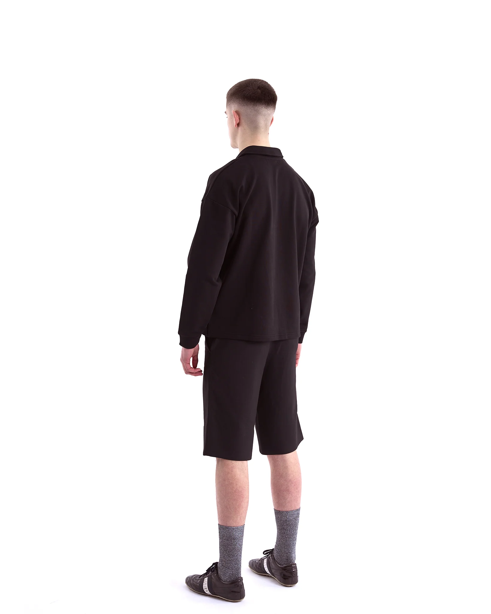 Polo Collar Sweatshirt - Black - Image 5