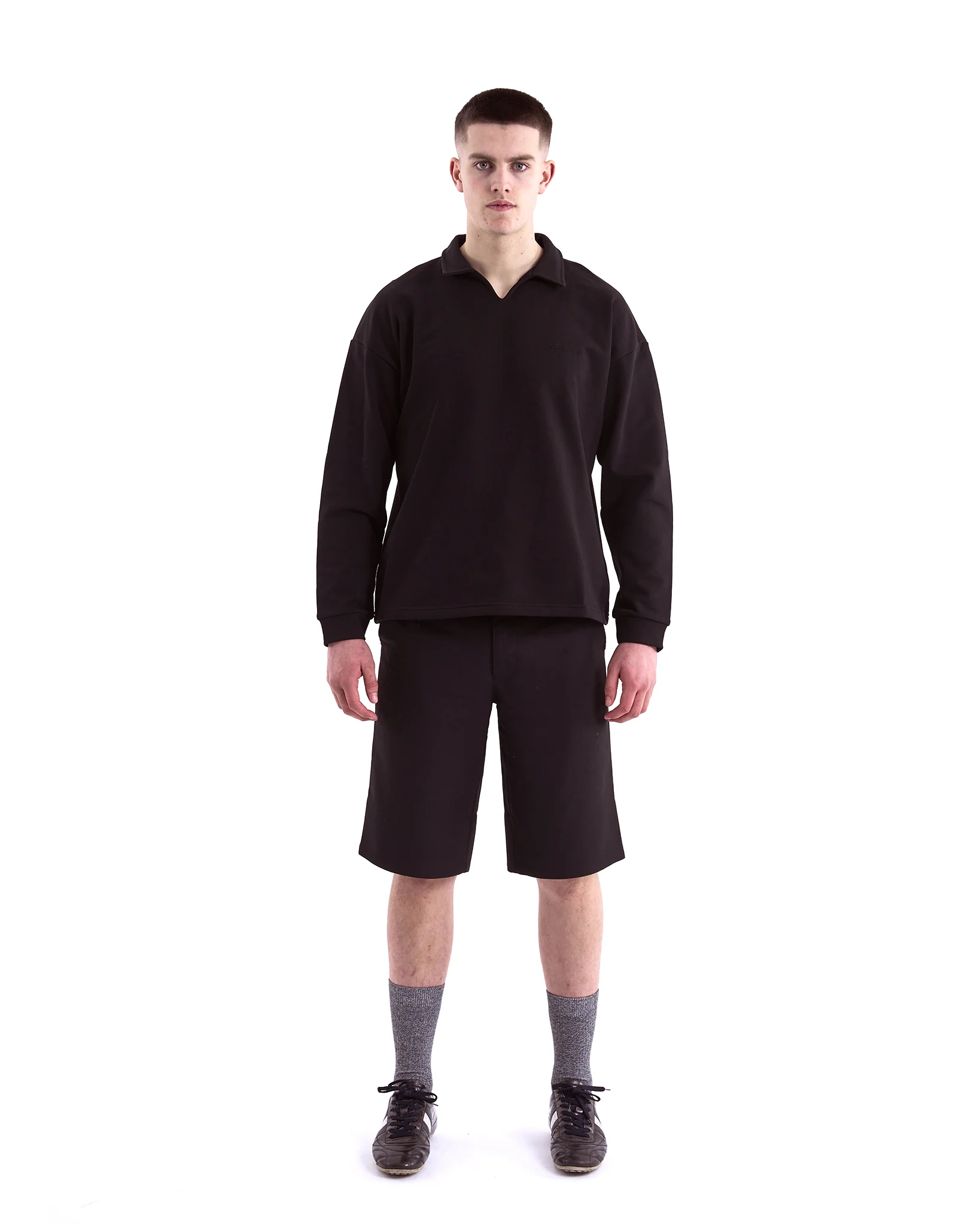 Polo Collar Sweatshirt - Black - Image 6