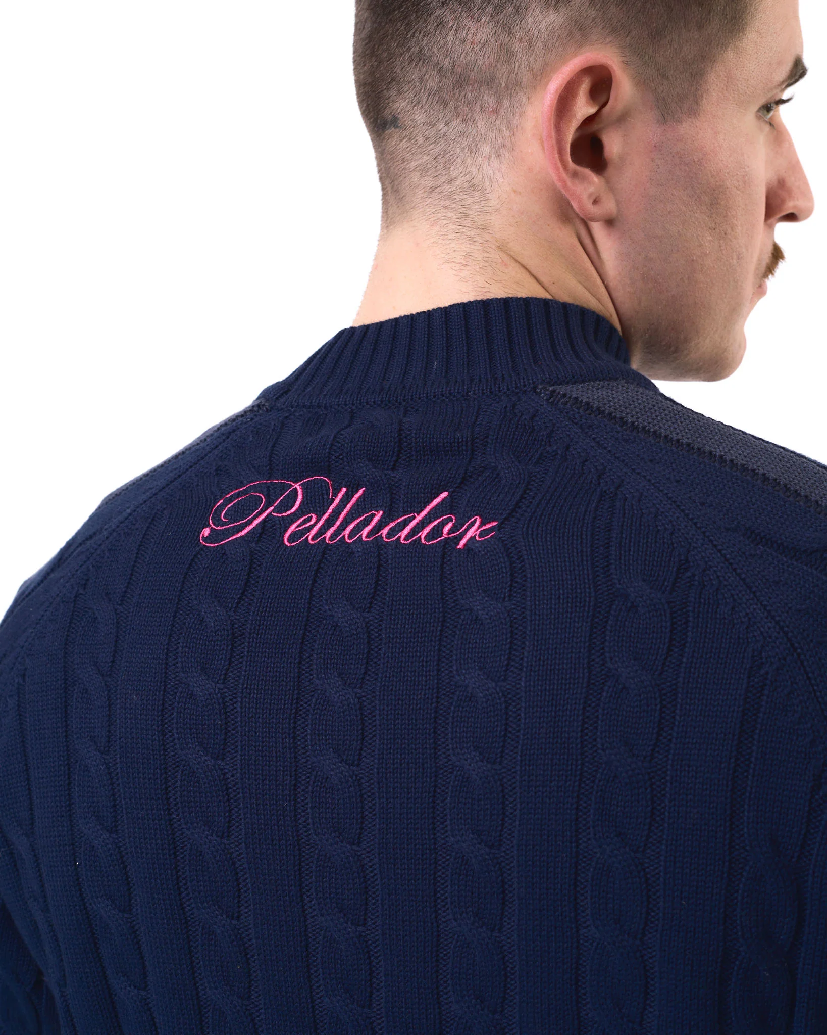 Round Neck Cable Knit - Navy - Image 4