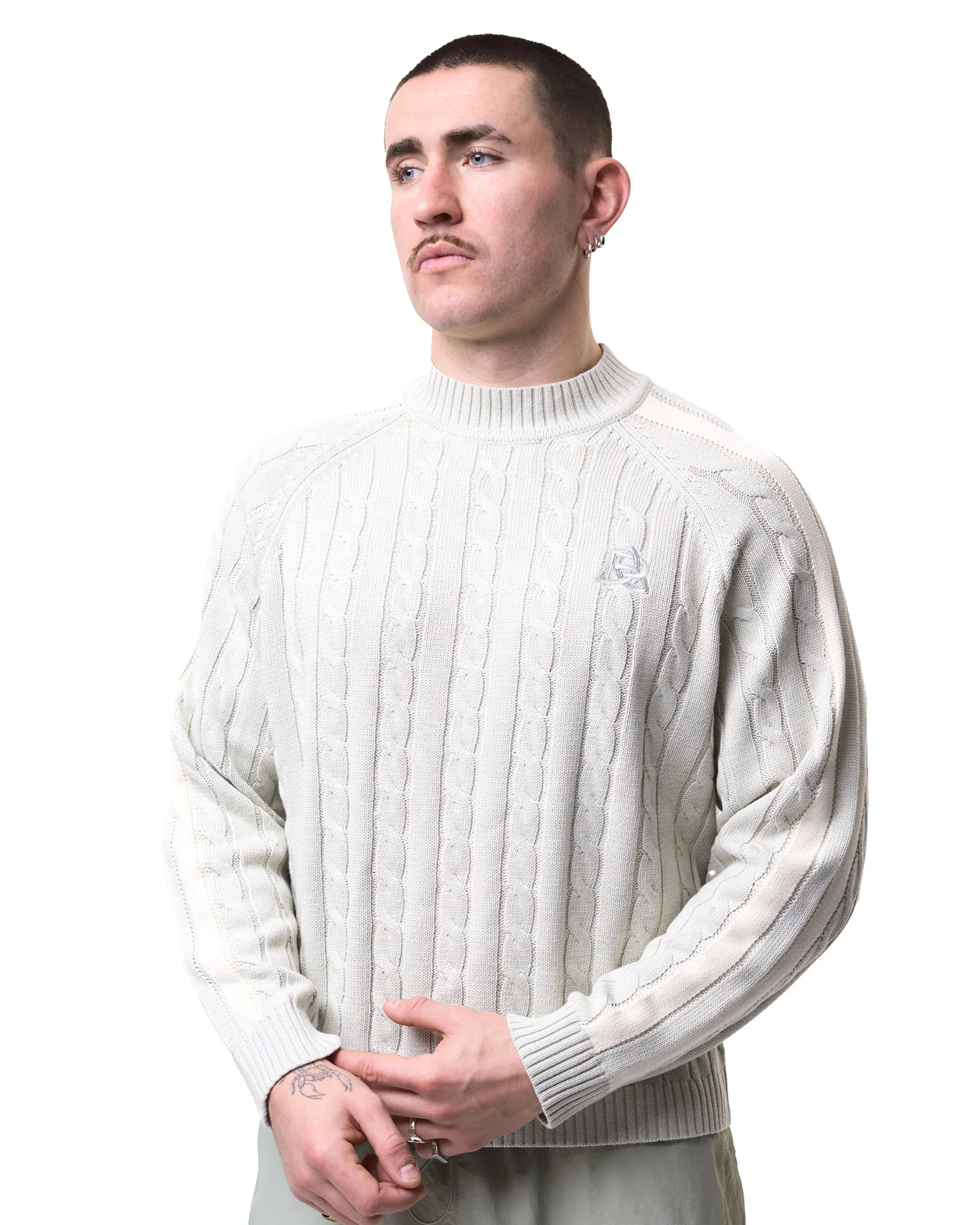 Round Neck Cable Knit - Seafoam - Image 6